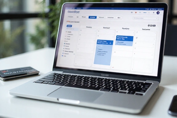 A calendar interface on a laptop screen with highlighted dates for booking, alongside a credit card, symbolizing easy online booking and payment.