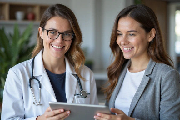 A nutritionist consulting with a client, showing a supportive and professional environment